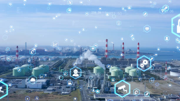 istock Industrial technology concept. Communication network. INDUSTRY 4.0. Factory automation. 1284323565