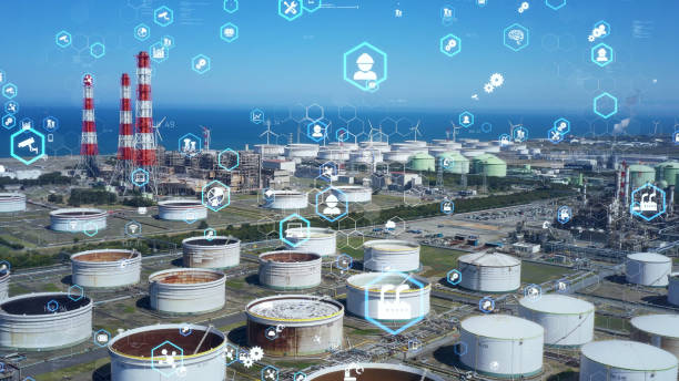 istock Industrial technology concept. Communication network. INDUSTRY 4.0. Factory automation. 1284323567