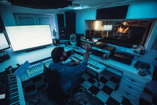 istock Producer working in professional music studio 1284324728