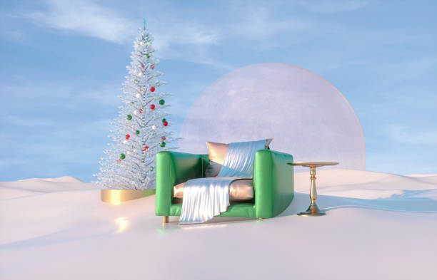 istock Abstract Winter Christmas scene with geometrical forms in natural day light. 1284327289