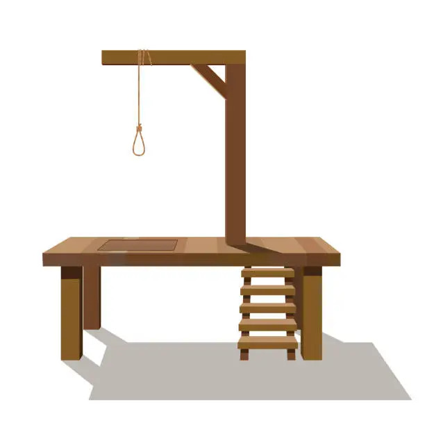 Vector illustration of Gallows with rope and noose