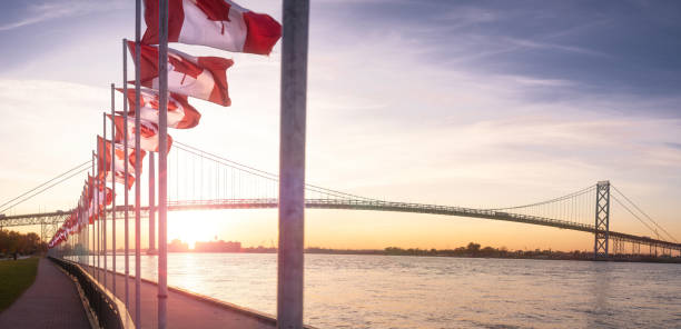 istock Ambassador Bridge at Dusk - View From Windsor, Ontario 1284334200