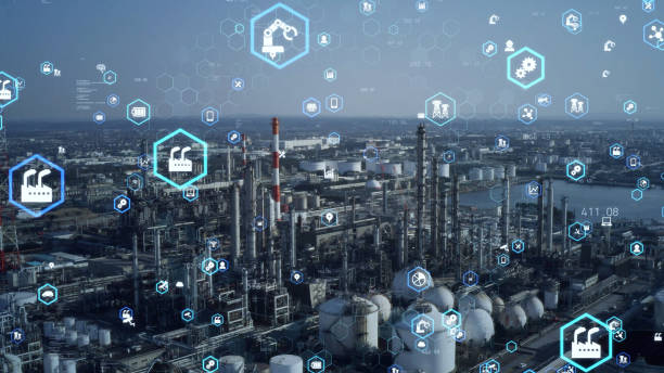 istock Industrial technology concept. Communication network. INDUSTRY 4.0. Factory automation. 1284335969