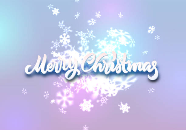 istock Christmas snowflakes background with falling snow and lettering or calligraphic greeting text 1284337525