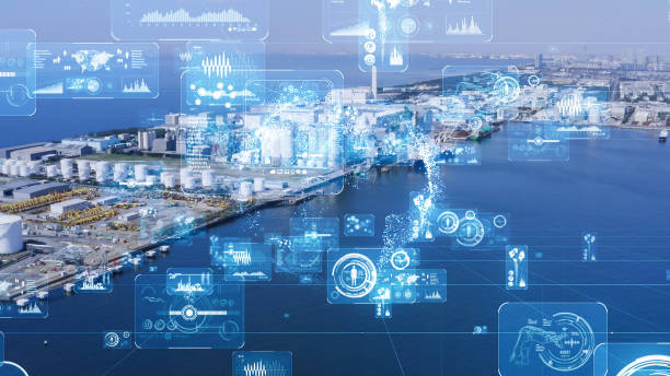 istock Industrial technology concept. Communication network. INDUSTRY 4.0. Factory automation. 1284339126