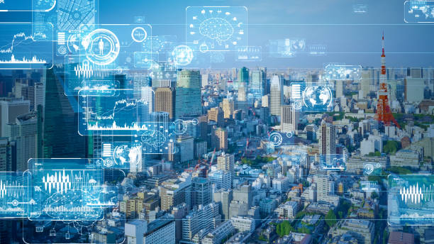 istock Smart city and communication network concept. 5G. IoT (Internet of Things). Telecommunication. 1284339150