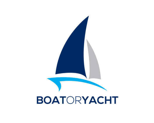 simple modern boat yacht double mainsail with ocean water wave bellow as the body simple modern boat yacht double mainsail with ocean water wave bellow as the body marines navy sea captain stock illustrations