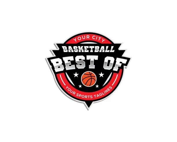 Vector illustration of basketbal emblem logo template with best of text