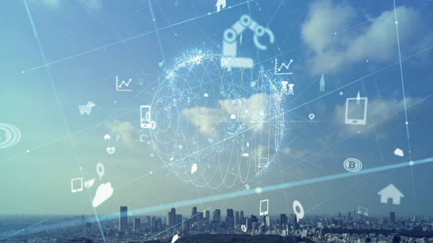istock Smart city and communication network concept. 5G. IoT (Internet of Things). Telecommunication. 1284341454