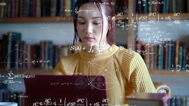 istock Young girl studying in the laboratory. Science technology concept. 1284341970