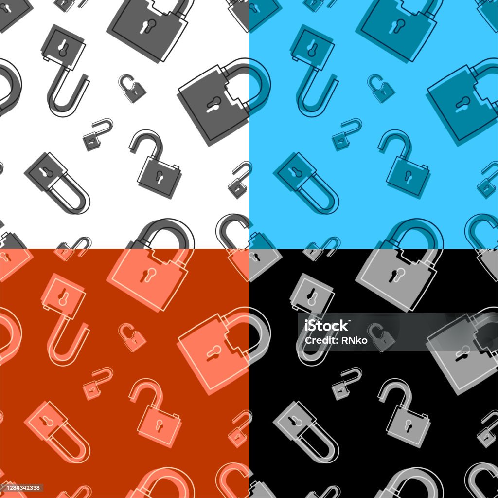 Open Lock Pattern Set Of Seamless Patterns With Open And Closed Locks On White Background ...