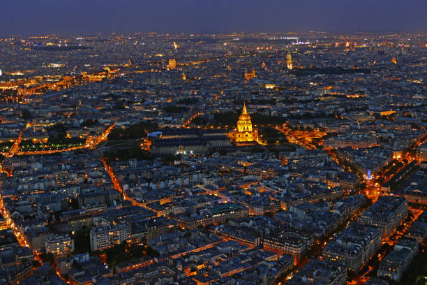 istock Night aerial view of Paris 1284345813