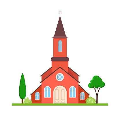icon church. For web design and application interface, for religion architecture design. Vector illustration flat style