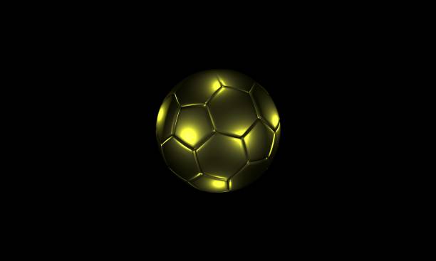 istock A Golden soccer ball generated in 3d on isolated black background. 1284350435
