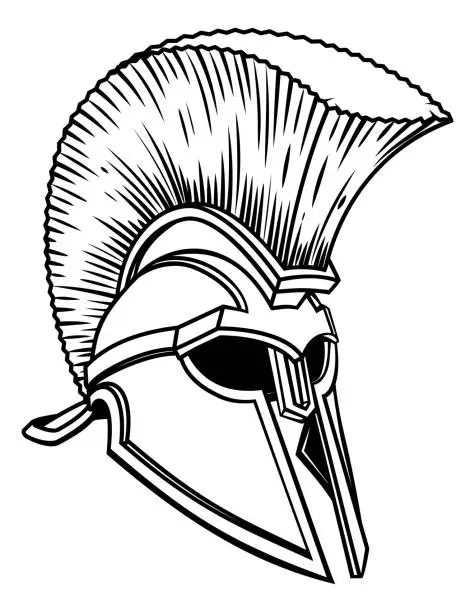 Vector illustration of Gladiator Spartan Trojan Roman Helmet