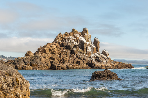 Rock formations near Yaquina Head lighthouse in Newport, Oregon
