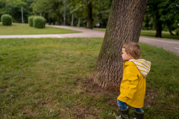 istock Little boy walking outdoors 1284364081