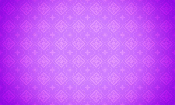 ilustraciones, imágenes clip art, dibujos animados e iconos de stock de ilustración vectorial de fondo de patrón tailandés púrpura. patrón de elemento tailandés moderno sobre fondo púrpura claro. - art thailand thai culture temple