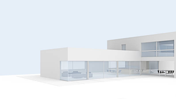 istock modern minimalistic white building exterior with copy space 1284366948