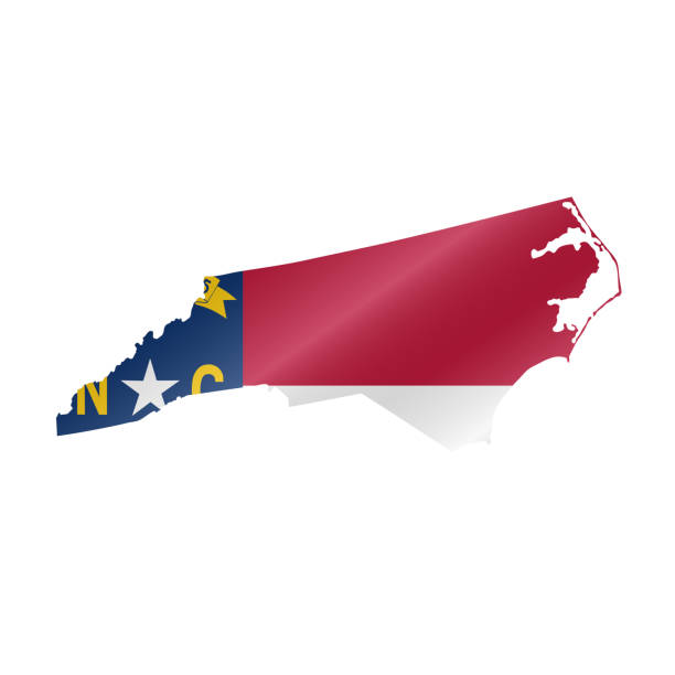 istock Waving flag map of North Carolina. Vector illustration 1284368701
