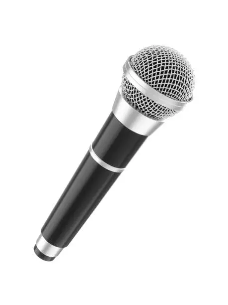 3d rendering microphone isolated on white background.