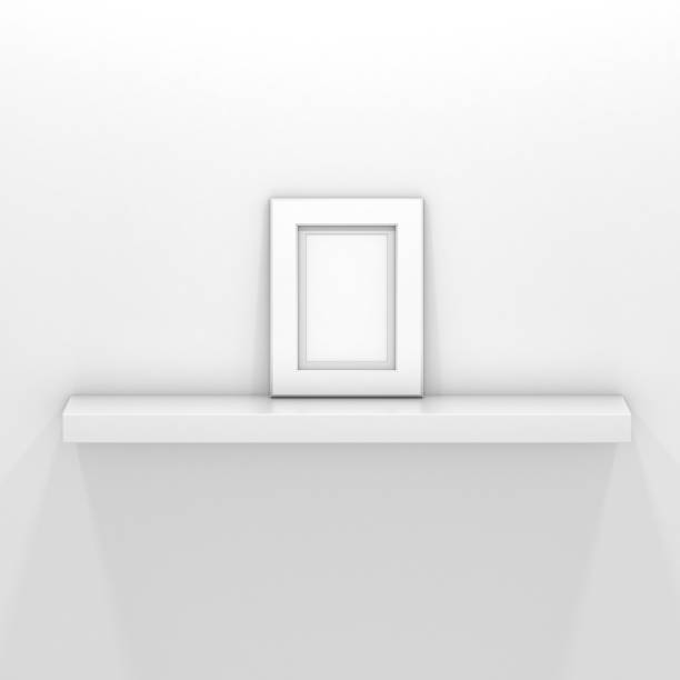istock Frame mock up standing on a shelf. Interior design template. 3d rendering illustration 1284371475