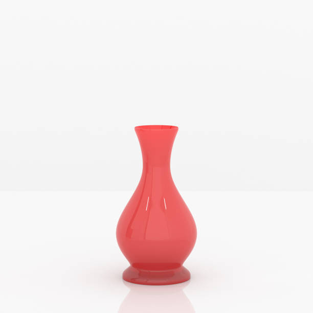 istock Red glass vase. 3d rendering illustration on white. 1284371480