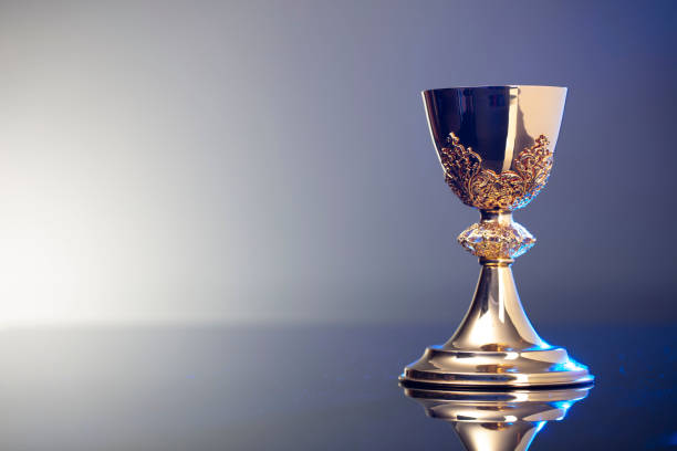 Catholic religion concept background. Golden chalice, place for text. liturgy photos stock pictures, royalty-free photos & images