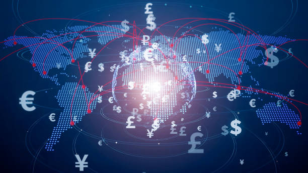 concept de technologie financière. fintech. crypto devise. de l’argent électronique. paiement sans espèces. - currency exchange globe currency global business photos et images de collection