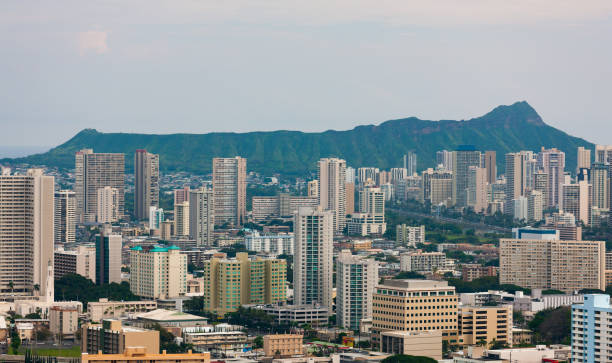 istock Downtown Honolulu before Diamond Head Crater, Oahu, Hawaii 1284379292