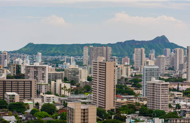 istock Downtown Honolulu before Diamond Head Crater, Oahu, Hawaii 1284379322