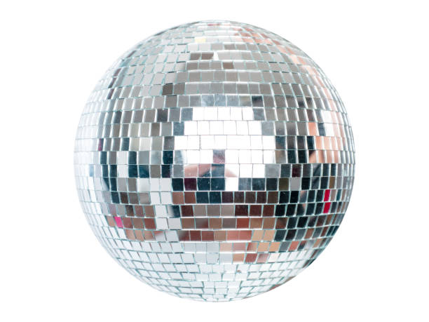 Disco Ball dance music event background Shining Disco Ball dance music event equipment on white background glitter ball stock pictures, royalty-free photos & images