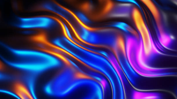 istock Abstract background, liquid metal waves with neon colors 1284384853