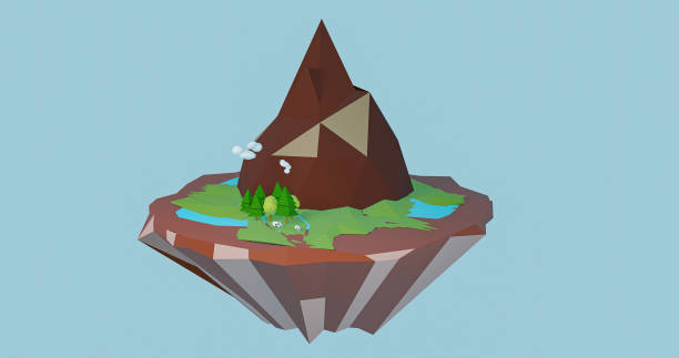 istock Low polygonal geometric island in the sky. Abstract 3d illustration, low poly style. Background design for banner, poster, flyer, cover, brochure 1284385832