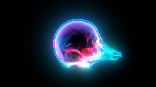 Abstract glowing sphere made of plasma. Isolated on black background