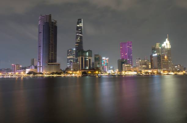 istock Artwork: Ho Chi Minh city skyline aerial panoramic view at night. 1284390002