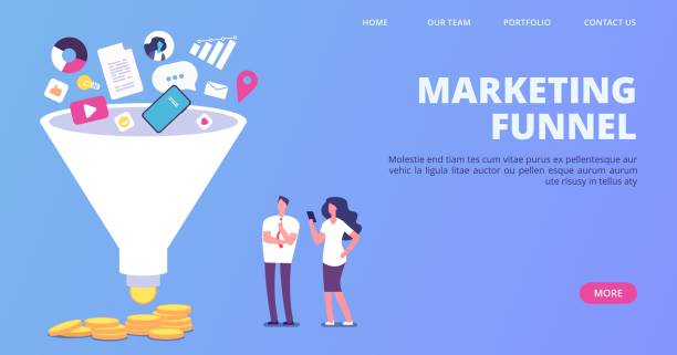 istock Digital marketing sales funnel. Vector funnel generating sales landing page 1284394128