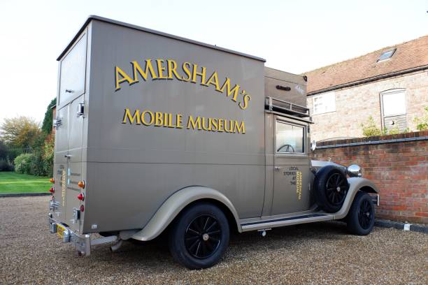 Amersham’s Mobile Museum Amersham, Buckinghamshire, England, UK - November 7th 2020: Amersham’s Mobile Museum. A mobile exhibition, housed in a retro-style vehicle, which tells the story of Amersham in the 20th century. amersham stock pictures, royalty-free photos & images