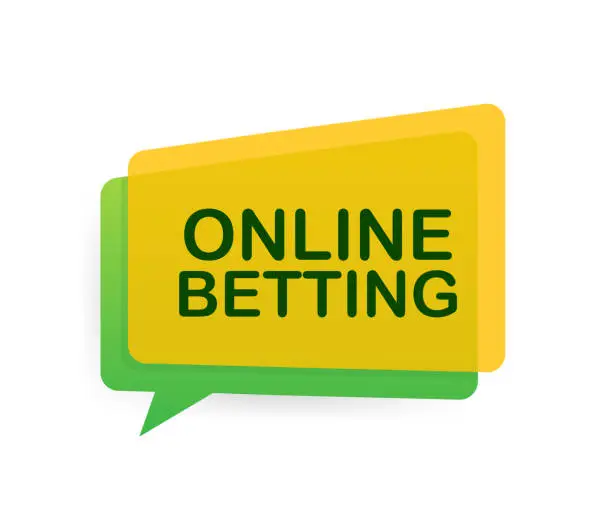 Vector illustration of Online betting. Flat web banner with red bet now on white background for mobile app design. Vector stock illustration.