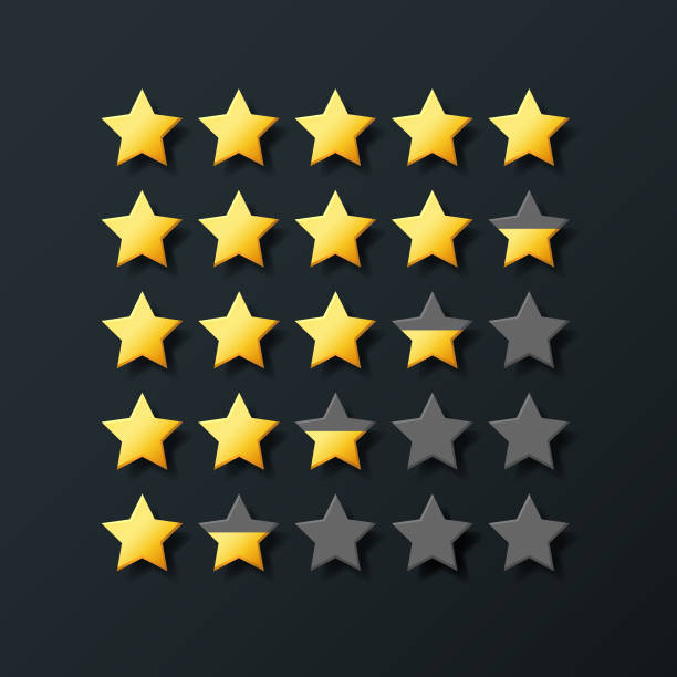 istock Set of stars rating. Gold color with shadows 1284400877
