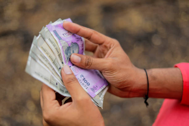 istock Young indian farmer counting money 1284408223