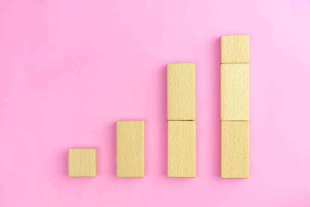 istock Business for growth with wooden blocks chart on pink background 1284409443