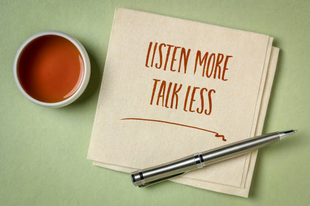 istock listen more, talk less - inspirational advice 1284413922