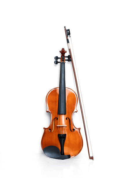 istock Violin and bow on white background. Classical musical instrument. 1284416559