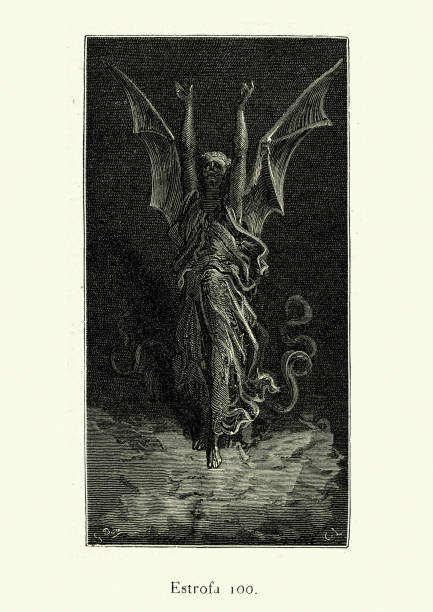ilustrações de stock, clip art, desenhos animados e ícones de demon fallen angel emerging from the darkness - aterrorizado ilustrações