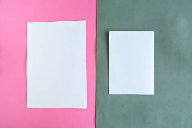 istock Two white mockup blanks on color geometric background, copy space for the text 1284419319