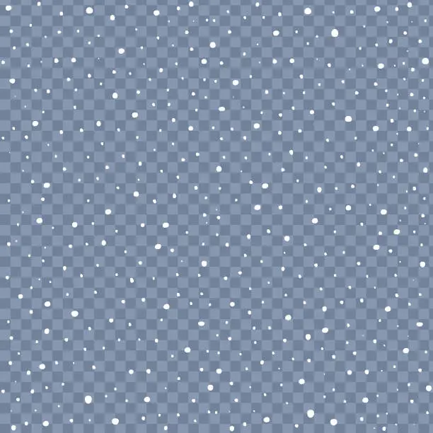 Vector illustration of Falling snowflakes on transparent background. Vector illustration