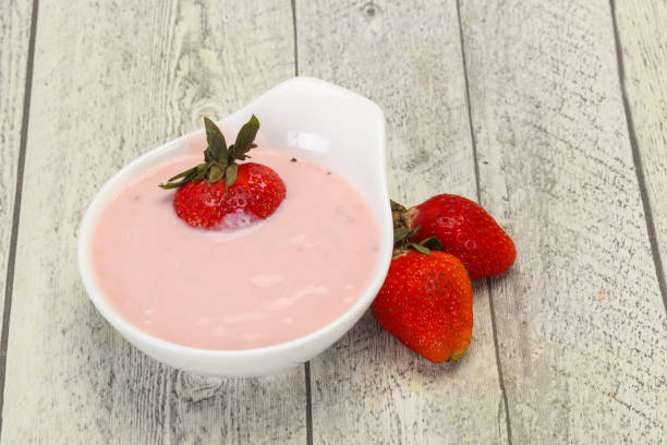 istock Yoghurt with strawberry in the bowl 1284424299