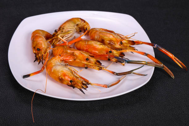 istock Grilled water prawn in the plate 1284424376