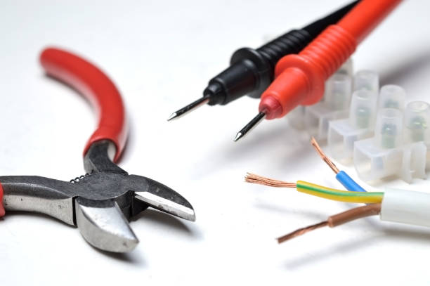istock cutters, electric wire, tester probes and terminal block. 1284425221
